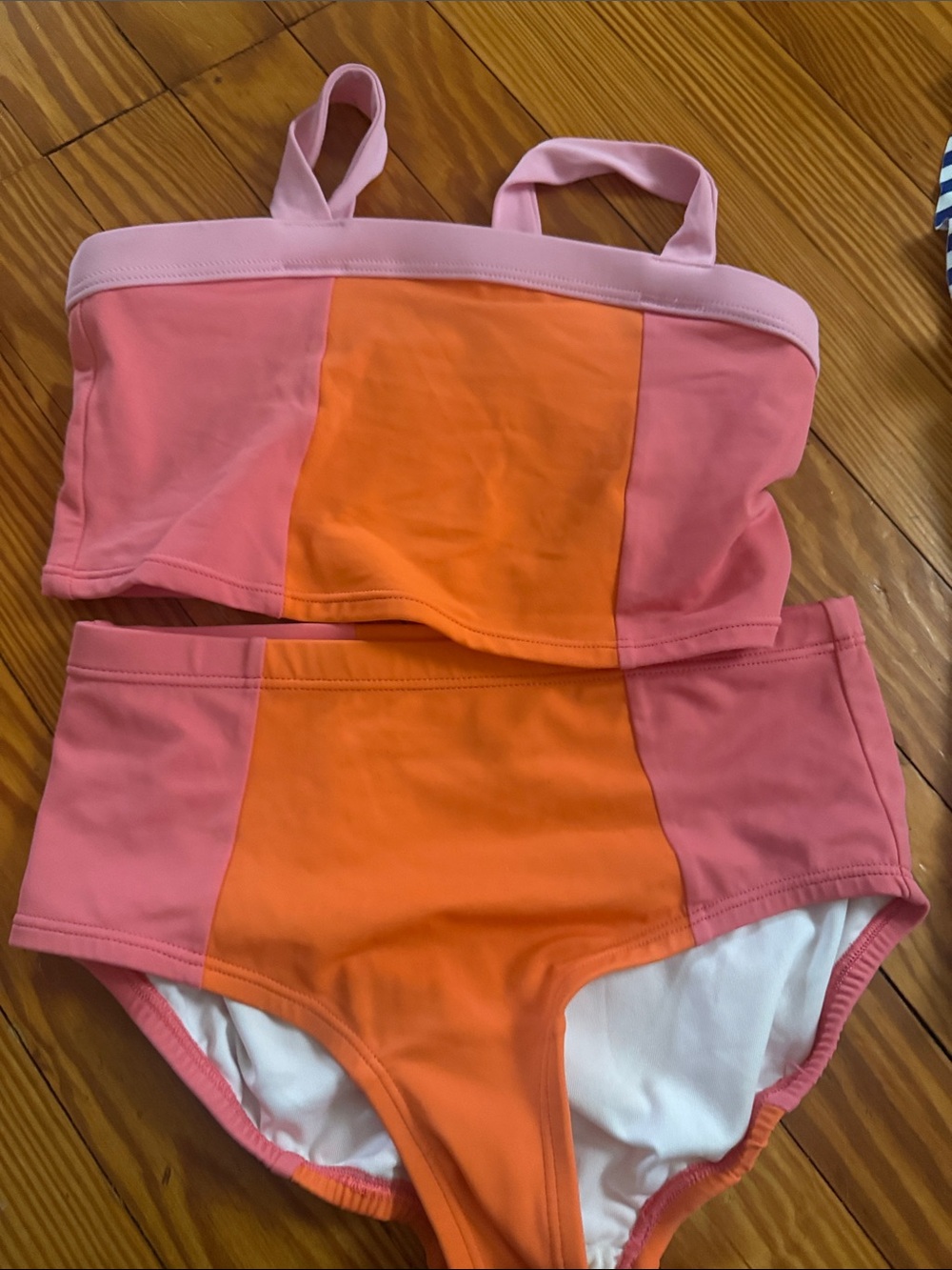 Hanna Andersson Pink and Orange Girls Two-Piece Swim Set size 10